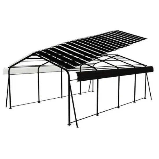 Metal Heavy Duty Metal Canopy Carport,Galvanized Steel Outdoor Carport Shelter with Reinforced Structure,Garage Shed for Car,Truck-Coolbibila image {4}