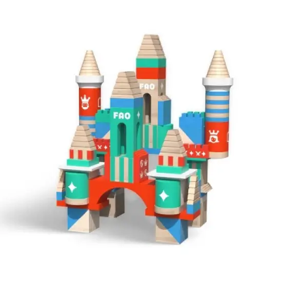 FAO Schwarz Toy Wood Castle Blocks 75pc Sprout image {4}