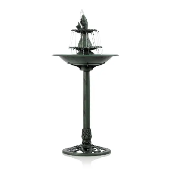 40" Tiered Pedestal Fountain with Fish Blue - Alpine Corporation image {2}