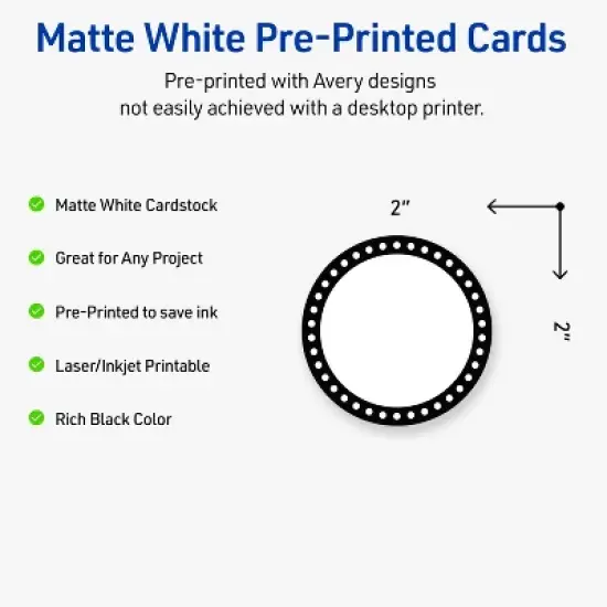 Avery&reg; Cards, 2" Diameter, Black & White Polka Dots, 120ct image {1}