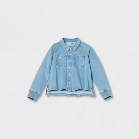 Women's Adaptive Long Sleeve Button-Down Denim Shirt - Universal Thread&trade; Medium Wash image {2}