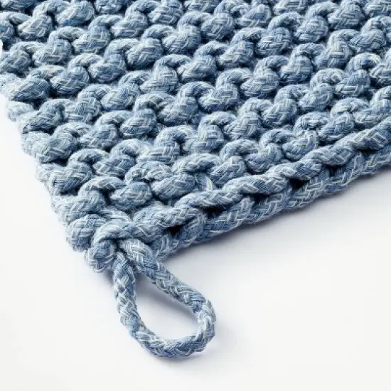 7" Rope Trivet Marled Blue - Figmint&trade;: Reversible Pot Holder, Woven Kitchen Textile, Spot Clean image {2}