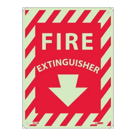 National Marker Notice Signs; Fire Extinguisher 12X9 Glow Rigid GL10R image {1}