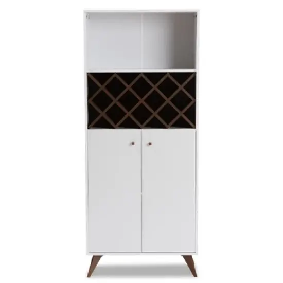Serafino and Walnut Finished Wood Wine Cabinet White/Brown - BaxtonStudio image {7}