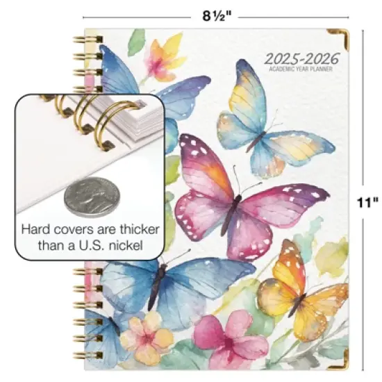 Global Printed Products Hardcover AY 2025-2026 Fashion Planner - 8.5"x11" (Watercolor Butterflies) image {3}