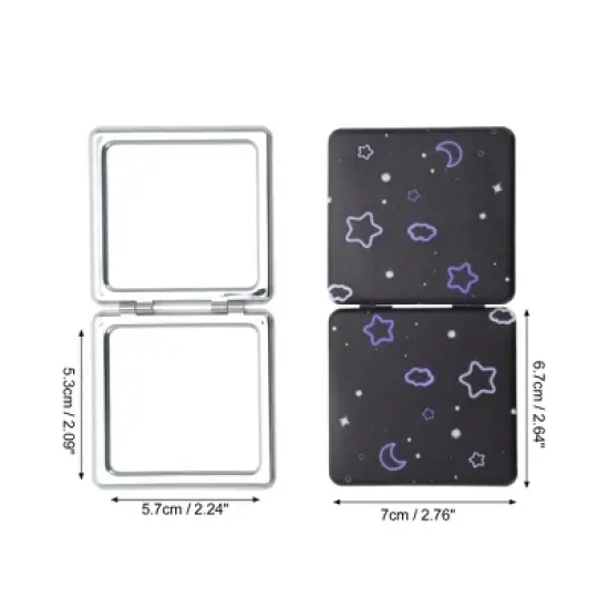 Unique Bargains Folding Makeup Mirror Black 1 Pc image {1}