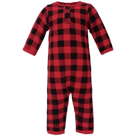 Hudson Baby Infant Boy Premium Quilted Coveralls, Buffalo Plaid Bear image {3}