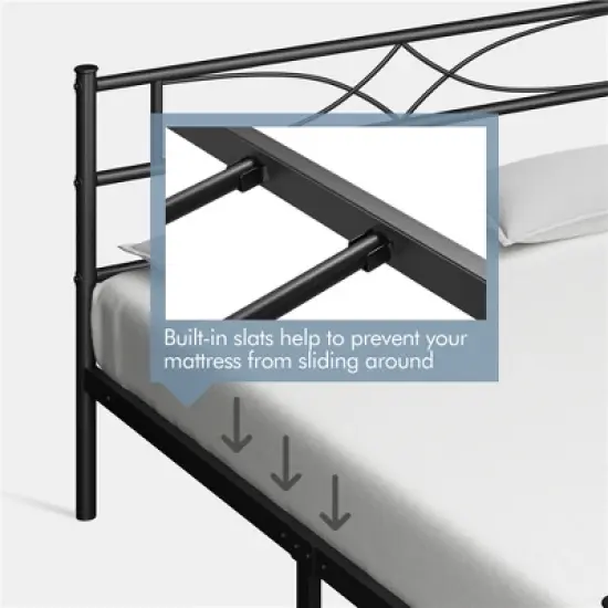 Yaheetech Simple Metal Bed Frame with Curved Design Headboard and Footboard image {6}
