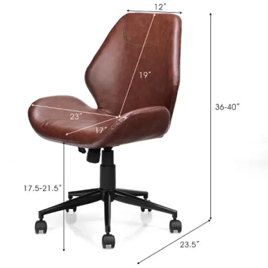 Office Home Leisure Chair Mid-Back Upholstered Swivel Height Adjustable Rolling image {2}