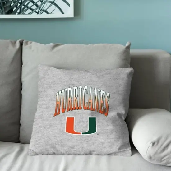 NCAA Miami Hurricanes 16" Heather Gray Sweatshirt Pillow image {3}