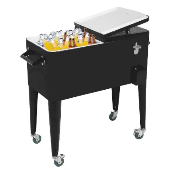 FDW Cooling Bin 80 Quart Outdoor Cooler Cart Rolling Cooler Bin with Wheels & Cap Catcher Keep Drinks Cool or Warm for Hours image {7}
