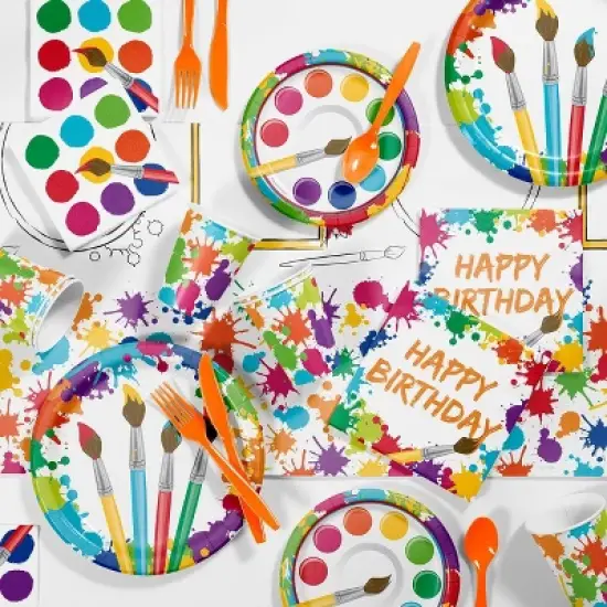48ct Art Party Beverage Napkins image {1}