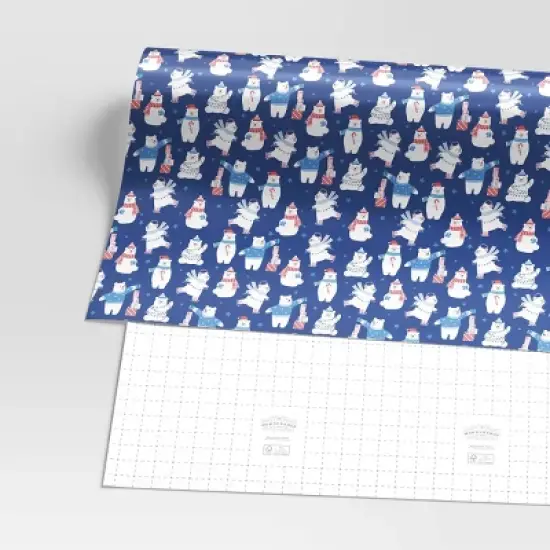 30" 50 sq ft Christmas Roll Wrap Polar Bears on Blue - Wondershop&trade; image {2}