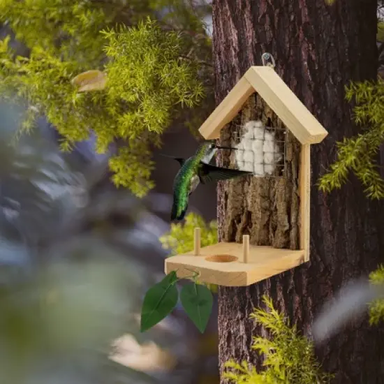 Uncle Dunkels Backyard Hummingbird Nester; Rustic Handmade Hummingbird Nest Builder image {3}