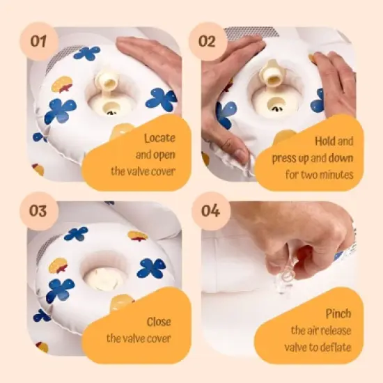 BabyBond Inflatable Baby Seat for Babies 3-36 Months, Baby Floor Seats for Sitting Up,Blow Up Baby Chair with Built in Air Pump,Pumpkin image {3}