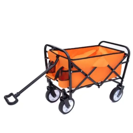 FURNIinspire Outdoor Serving Carts Multi-use Bag Collapsible Foldable Wagon Cart Beach Wagon for Camping Shopping, Orange, 25.98"*17.32"*37.4" image {3}