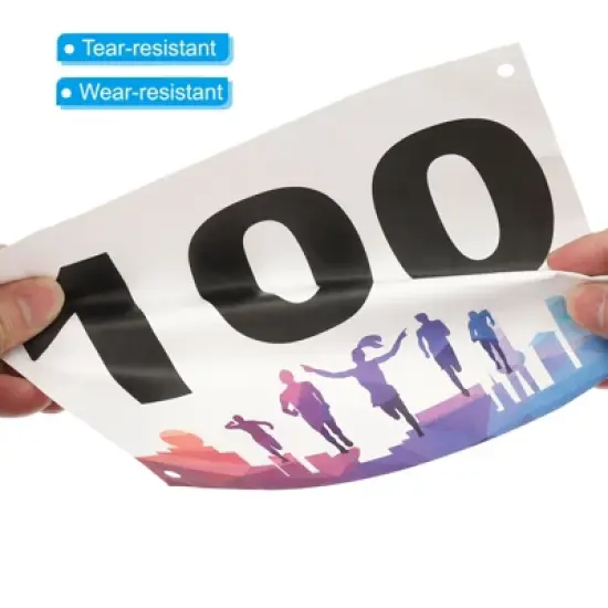 Unique Bargains Waterproof Reusable Tearproof Running Bib Numbers Multicolor 7x6 Inch 50 Pcs image {3}