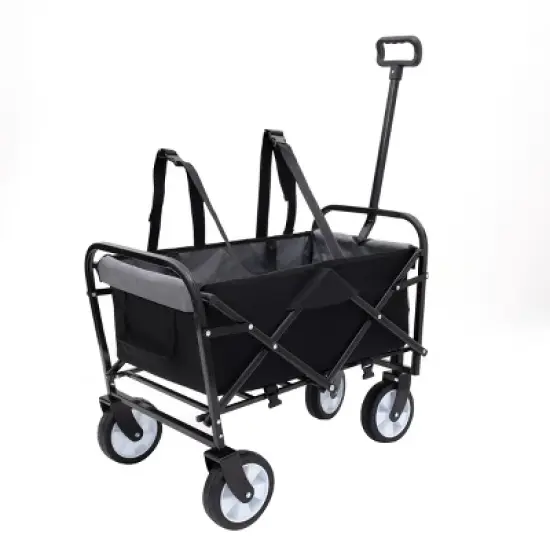 YONWAY Foldable Wagon Cart with Strapping System, Beach Wagon, Utility Cart,for Camping Shopping Sports Gardening Fishing Supports 225 Lbs image {8}