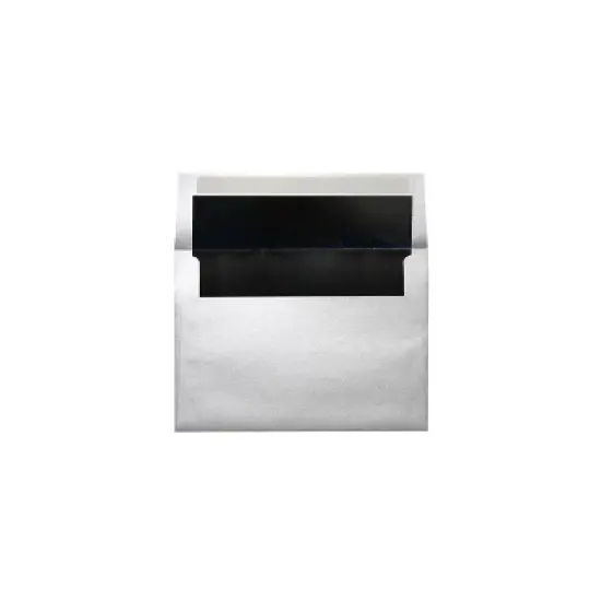 LUX A7 Foil Lined Invitation Envelopes (5 1/4 x 7 1/4) 50/Box Silver w/Black LUX Lining image {1}