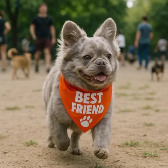 Parisian Pet 'Best Friend' Bandana - Comfortable, Trendy, Fashionable Orange Pet Bandana for Dogs & Cats, Fun Pet Accessory image {4}