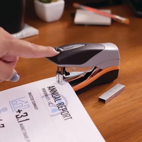 Swingline Optima 40 Compact Stapler Half Strip 40-Sheet Capacity Black/Silver/Orange 87842 image {1}