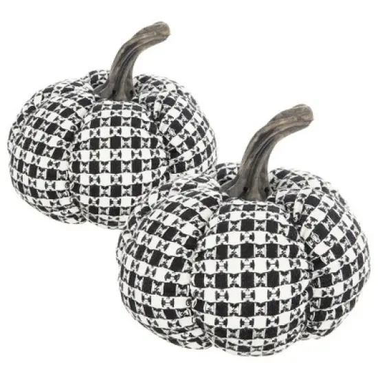 Whisen Fabric Plaid Pumpkin Decor, Holiday Halloween Decoration image {3}