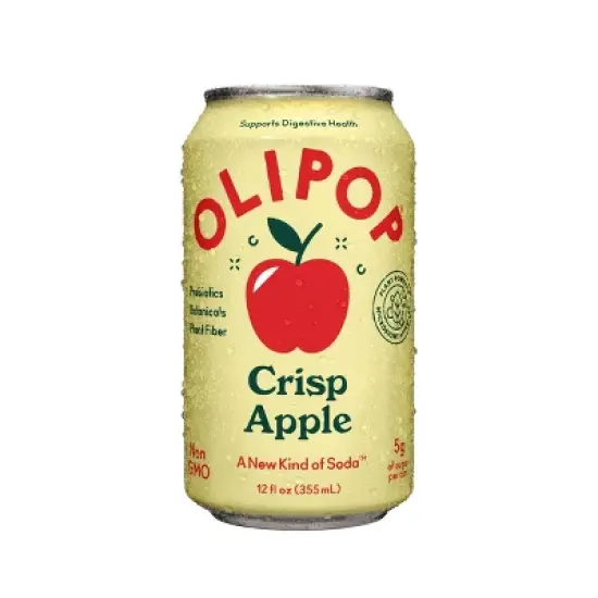 OLIPOP Crisp Apple Prebiotic Soda - 12 fl oz Can image {10}