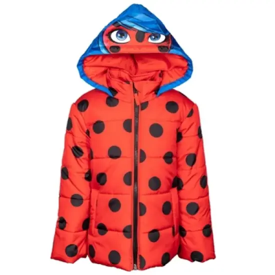 Miraculous Ladybug Girls Zip Up Winter Coat Puffer Jacket Little Kid to Big Kid image {11}
