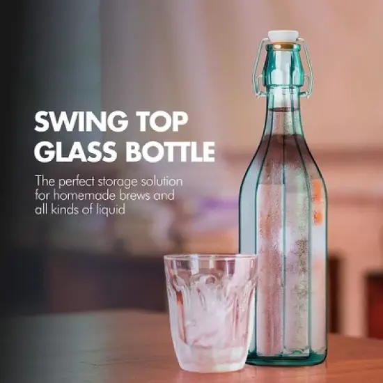 Amici Home Faceted Hermetic Glass Bottles, Eco-Friendly Swing Top Glass Bottles, Flip Top Glass Bottle with Airtight Cap, Dishwasher Safe (17 Oz) image {1}