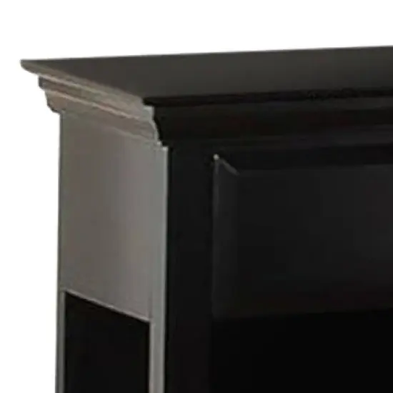 Poplar Wood Nightstand with Spacious Storage Black - Benzara image {1}