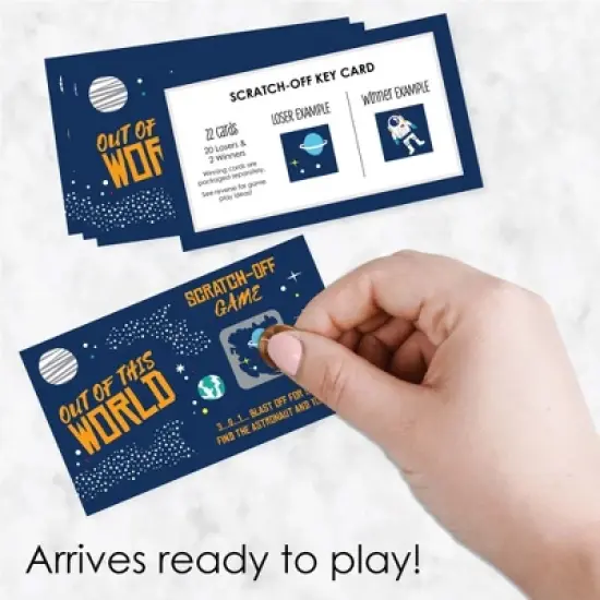 Big Dot of Happiness Blast Off to Outer Space - Rocket Ship Baby Shower or Birthday Party Game Scratch Off Cards - 22 Count image {1}