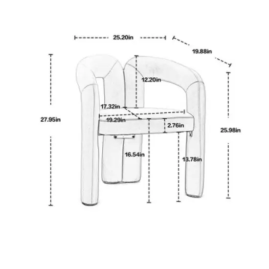 Set Of 2 Caris 25.2" Wide Contemporary Designed Fabric Upholstered creative personality minimalist  Armrest Dining Chairs-Maison Boucle image {6}