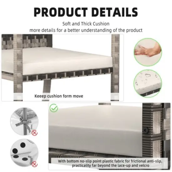 Whizmax  3 Pieces Patio Furniture Set, Indoor/Outdoor Rattan Sectional Sofa Conversation Bistro Set for Garden Balcony Backyard Porch Lawn image {5}