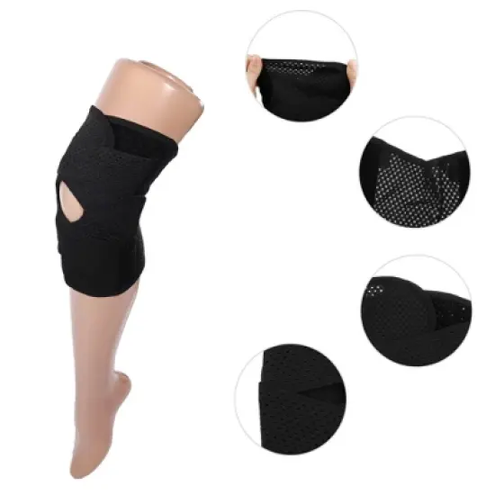 Unique Bargains Knee Brace Compression Sleeve with Side Stabilizers Breathable Adjustable for Unisex 1 Pcs image {2}