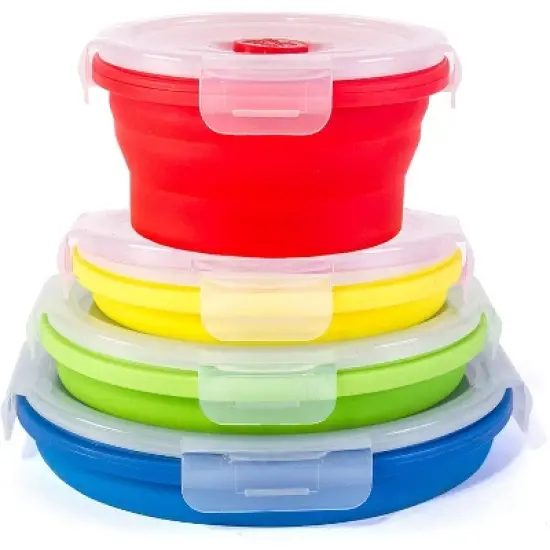 Kitchen + Home Thin Bins Collapsible Containers - Set of Silicone Food Storage Containers image {7}