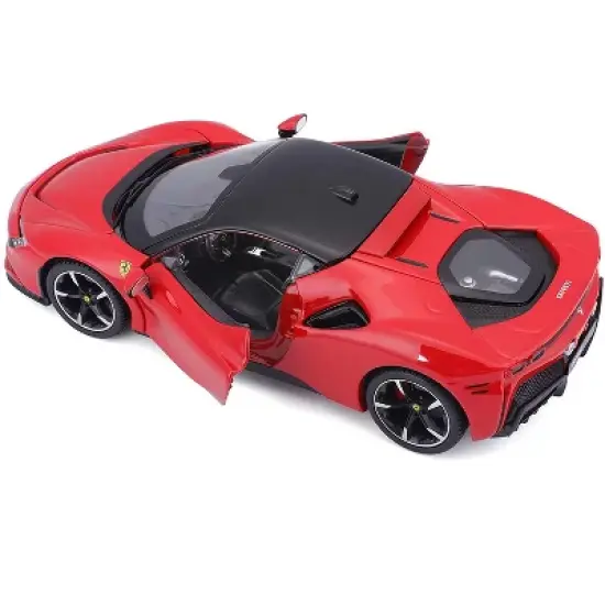 Ferrari SF90 Stradale Red with Black Top 1/24 Diecast Model Car by Bburago image {3}