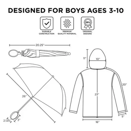 Mickey Mouse Boys Umbrella and Raincoat Set, Kids Ages 2-5 image {6}