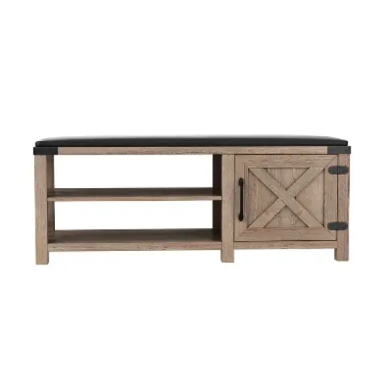 Modern Farmhouse Shoe Bench, Light Brown - ModernLuxe image {5}