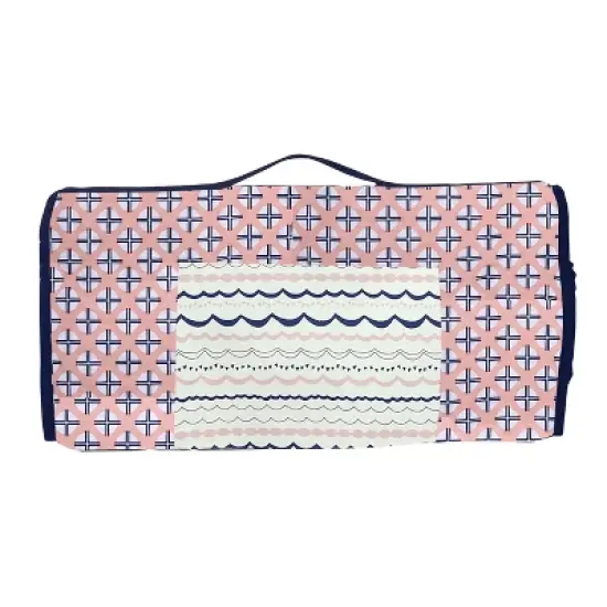 Bacati - Olivia Coral Navy Toddler Nap Mat image {1}