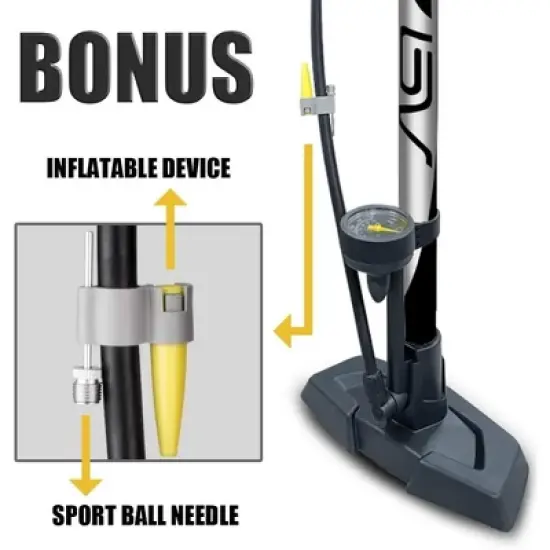 Link Bicycle Pump 17/24 Inch Durable Steel Pump Wide Base Auto Reversible Presta & Schrader image {3}