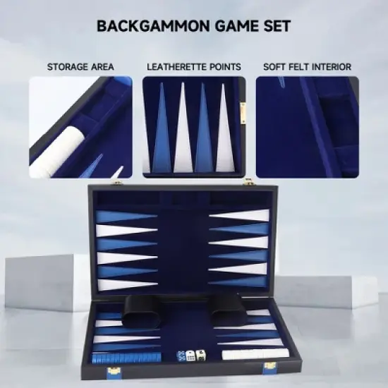 GSE Premium Leather Backgammon Board Game Set, Backgammon Game Set with Leather Case image {3}