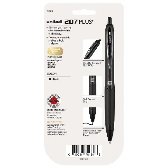 uni-ball uniball 207 Plus+ Retractable Gel Pens Medium Point 0.7mm Black Ink 4/Pack (70460) image {8}