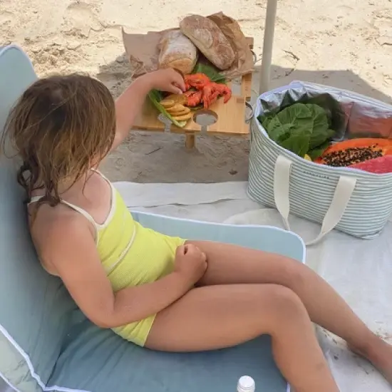 Sunnylife: Portable Picnic Table - Le Weekend Natural - Bamboo Snack Stand image {9}