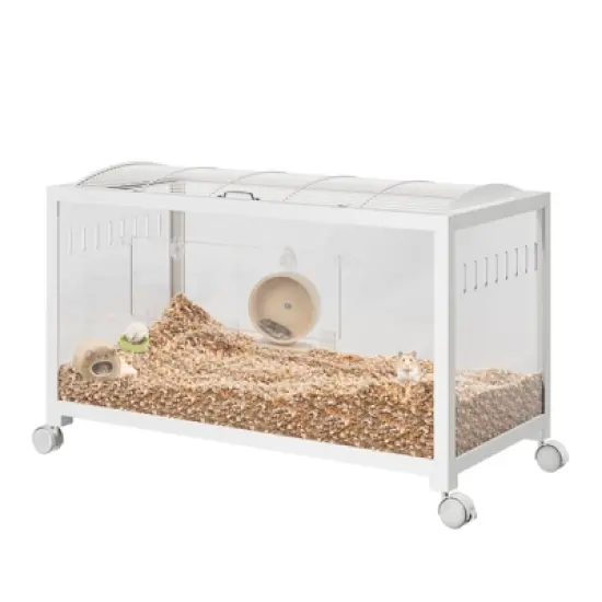 Small Animal Cage with Plastic and Metal Mouse Cage, Wheels for Easy Mobility, Large Habitat, Easy to Assemble, Suitable for Dwarf Syrian Hamsters image {8}