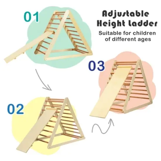 Costway Foldable Wooden Climbing Triangle Indoor Home Climber w/ Ladder for Toddler Baby image {5}