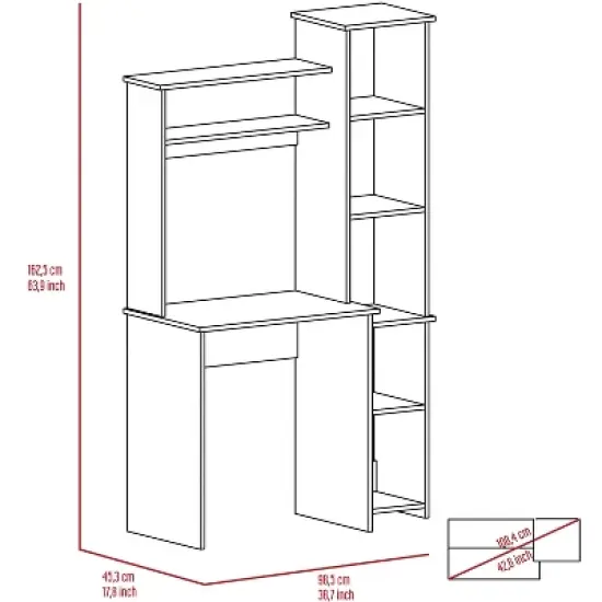 NicBex Writing Desk Computer Desk Table with 2 Superior Shelves&5Cubbies,Home Office Desks for Writing,Gaming,Home Workstation image {2}