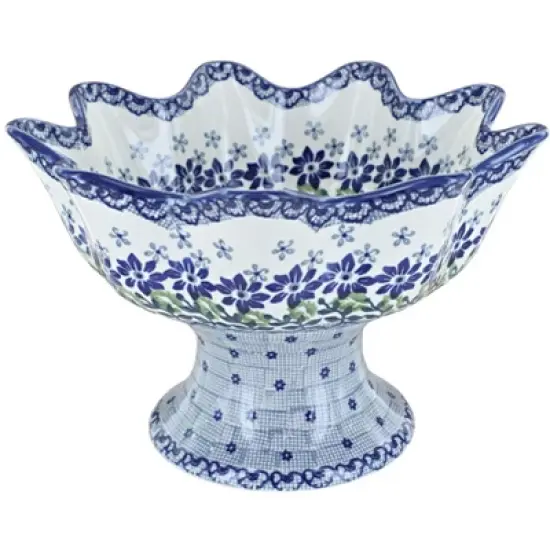 Blue Rose Polish Pottery P184 Manufaktura Pedestal Fruit Bowl image {5}