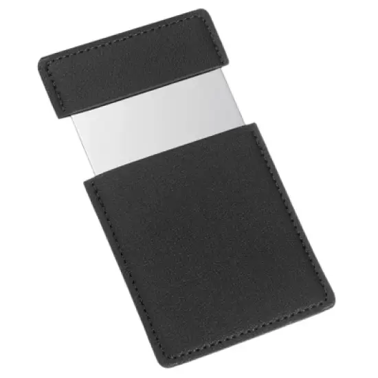 Unique Bargains Stainless Steel Pocket Travel PU Leather Mini Mirror image {7}
