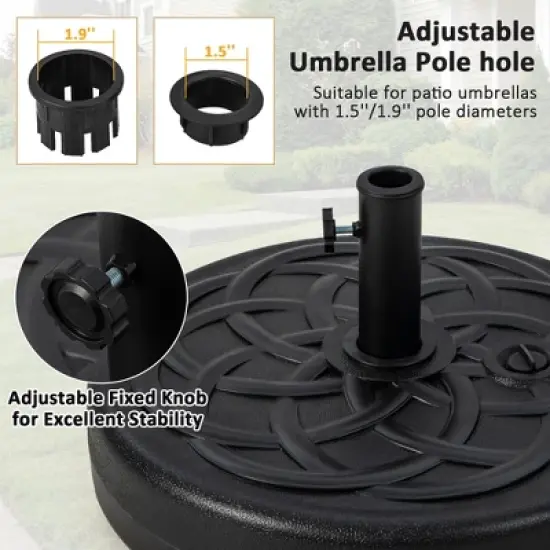 Costway 22'' Patio Fillable Round Umbrella Base Stand Water/Sand Fit Pole 1.5'' & 1.9'' image {7}