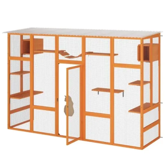 Window Cat Outdoor Cat Enclosure Large Cat House With 6 Platforms 2 Cozy Condos And 1 Bridge For Multiple Cats Pets Cat Scratching Board And Post image {8}